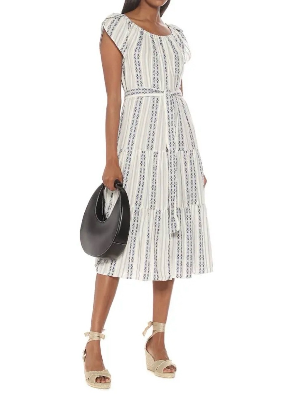 VELVET BY GRAHAM & SPENCER Tian Striped Cotton Midi Dress cotton M